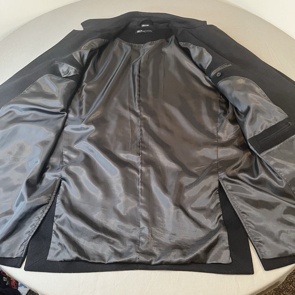 Bachrach Coat Mens Large Black 100% Wool Cashmere Blend Overcoat Jacket - Picture 2 of 14
